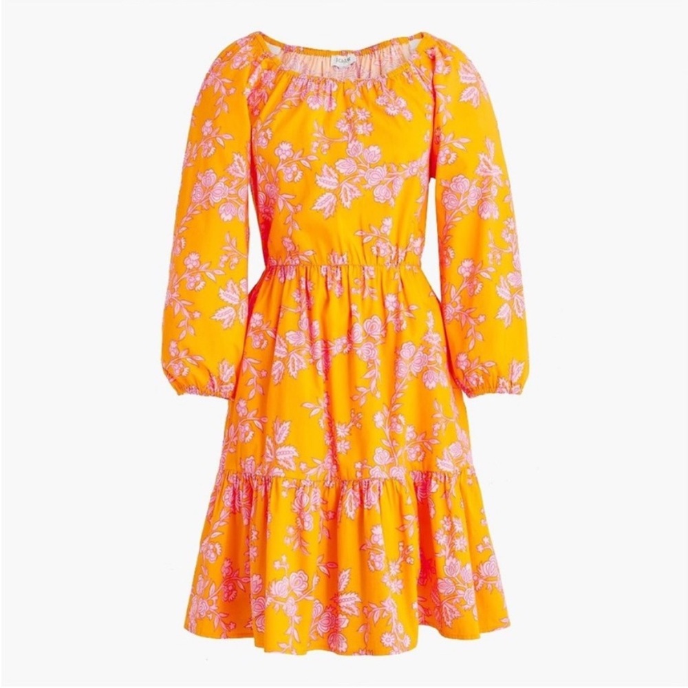 J. Crew Factory NWT Women's Scoop Neck Mini Floral Dress 98% Cotton Size 6